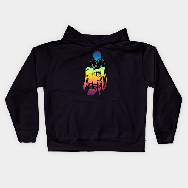 Rainbow (Manual Chair) Kids Hoodie by annieelainey